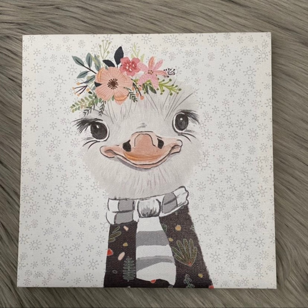 Farmhouse ostrich canvas wall art decor
